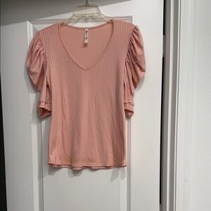 Elegant Pink Puff Sleeve Blouse